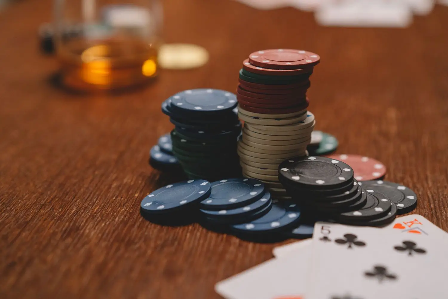 Casino chips and cards on a table