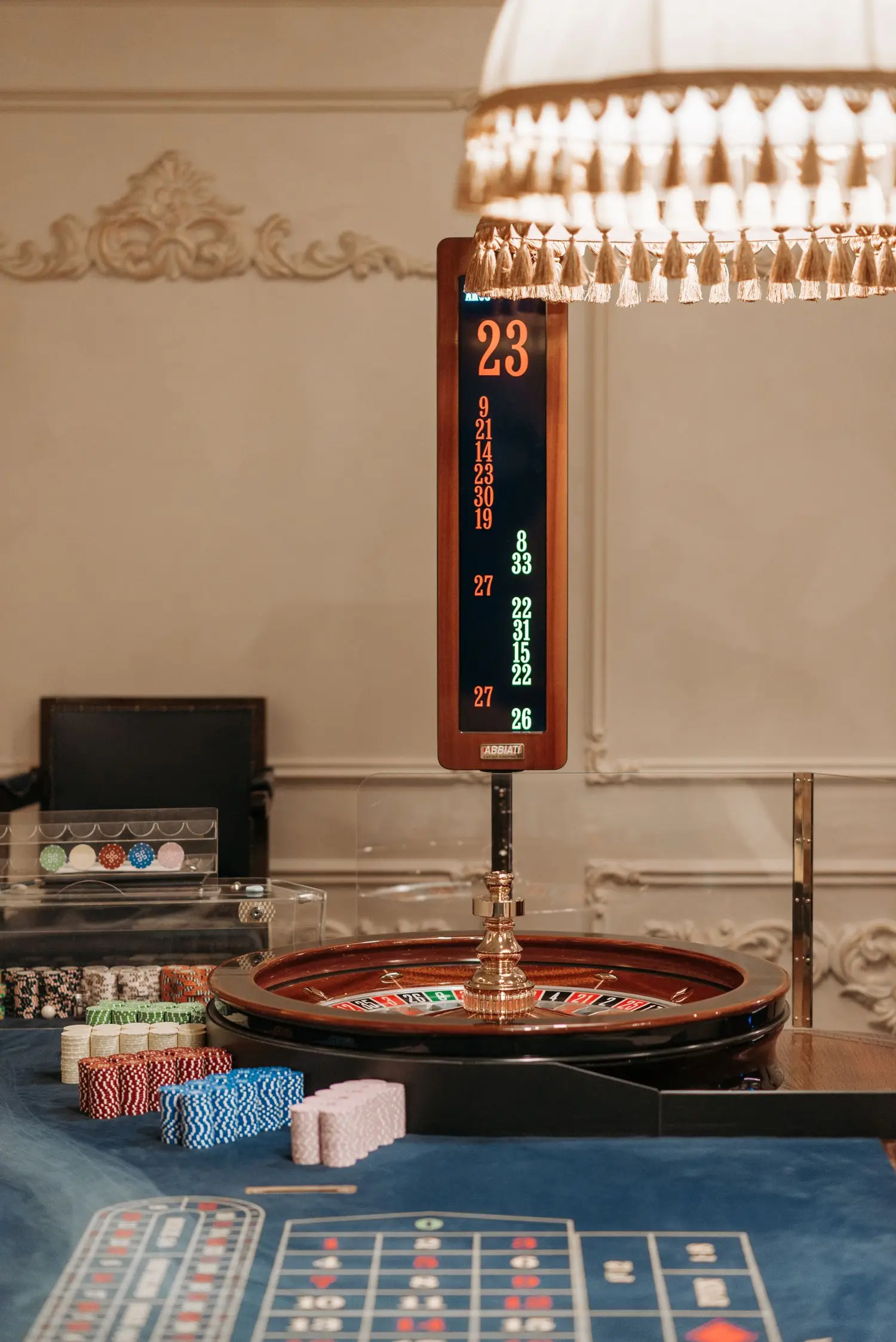 Casino table with cards and chips