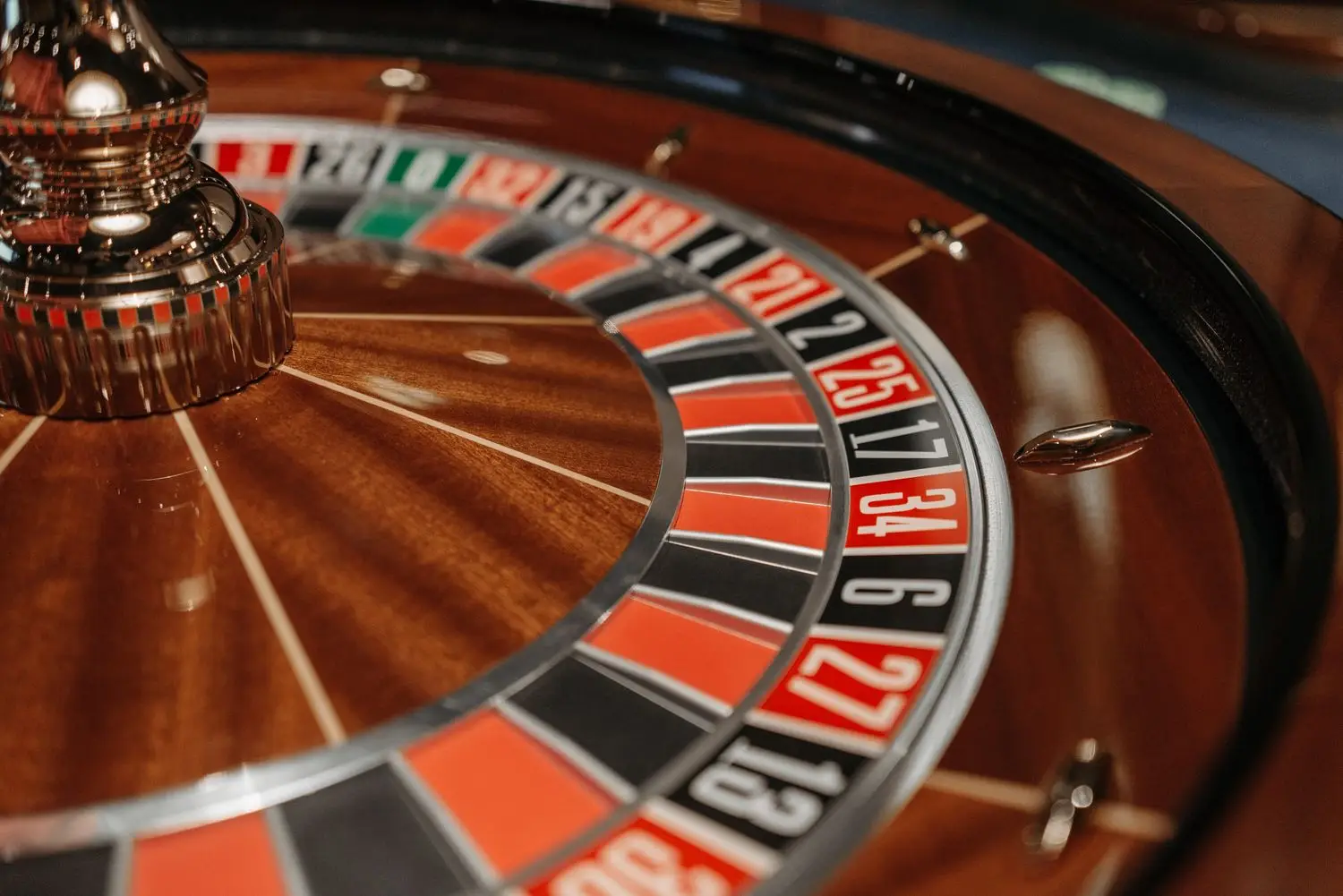 Close view of a roulette wheel